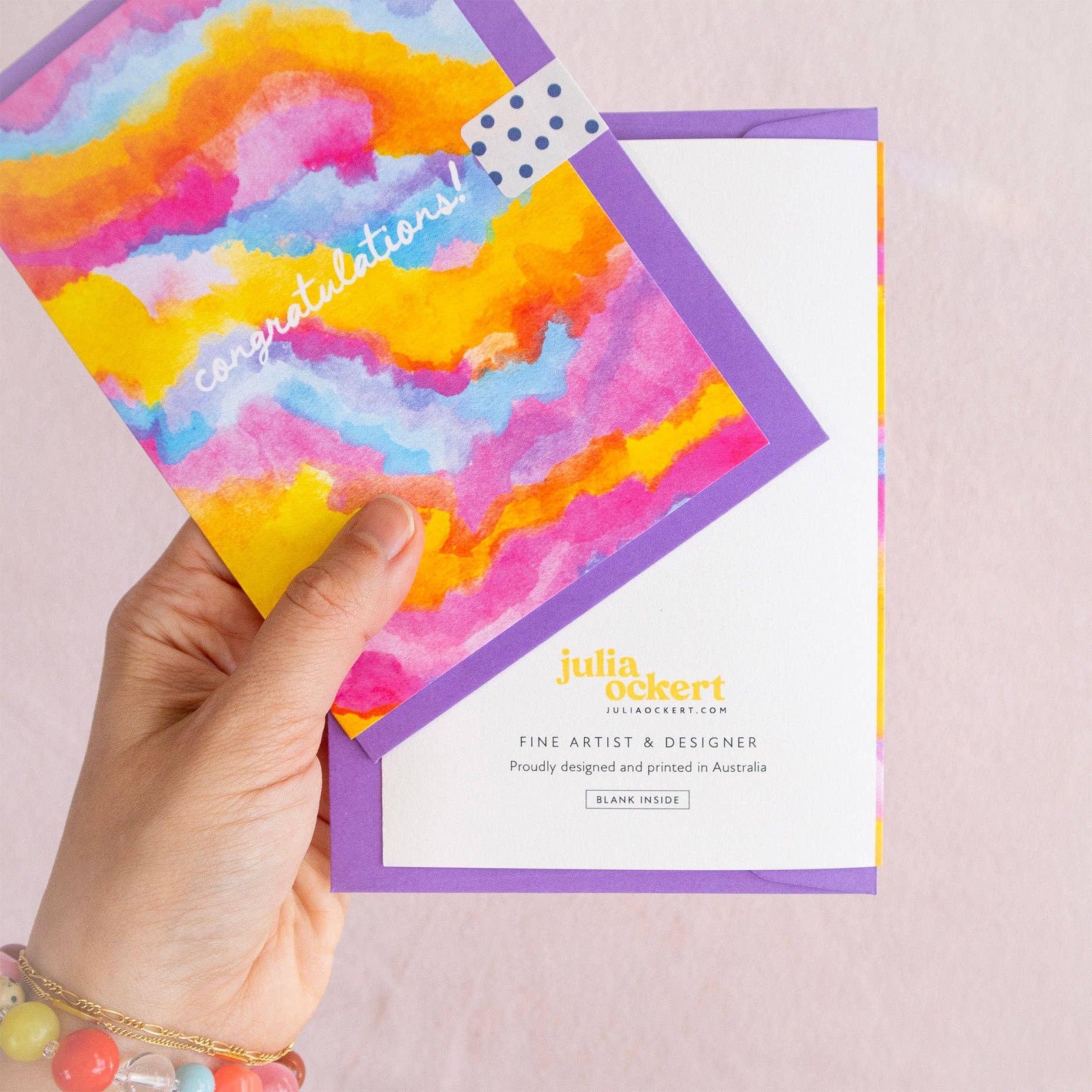 Cards by Julia Ockert | Rainbow Watercolour - Congratulations