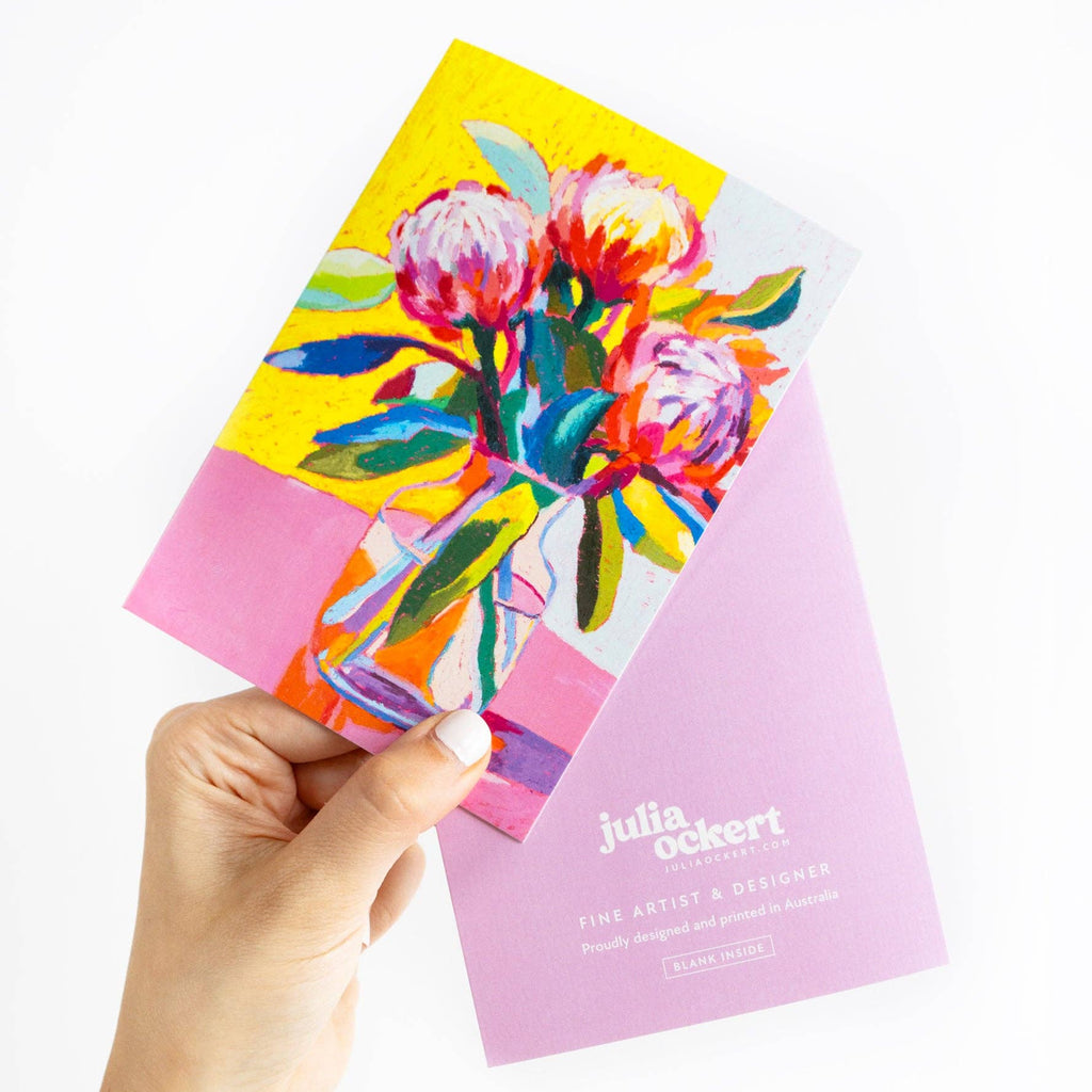 Cards by Julia Ockert | Pink Protea Flowers