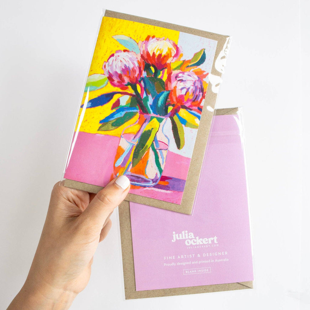 Cards by Julia Ockert | Pink Protea Flowers