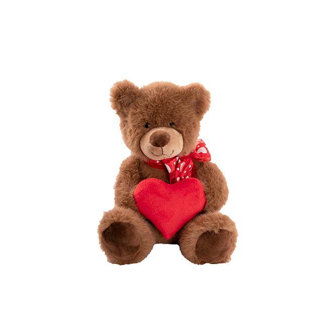 Teddy Bear Darren w Plush Heart Red (24cm)