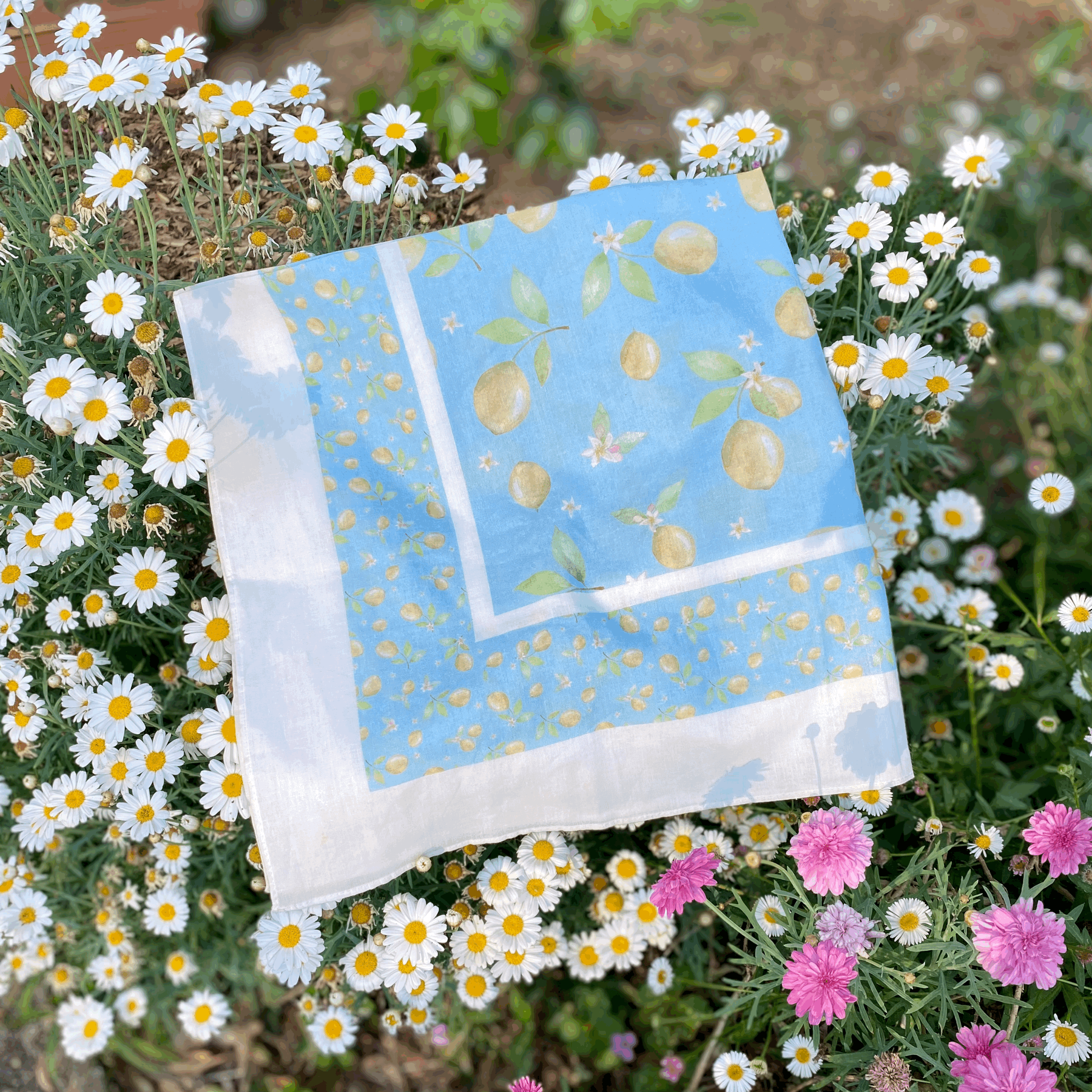 Blue Lemon Bandana Scarfe | by Missy Wildflower