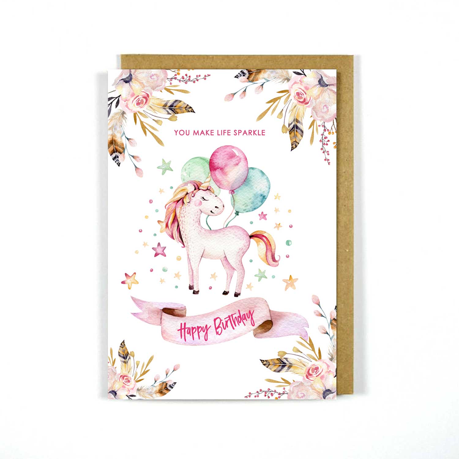Card - Birthday - 'You Make Life Sparkle' Unicorn